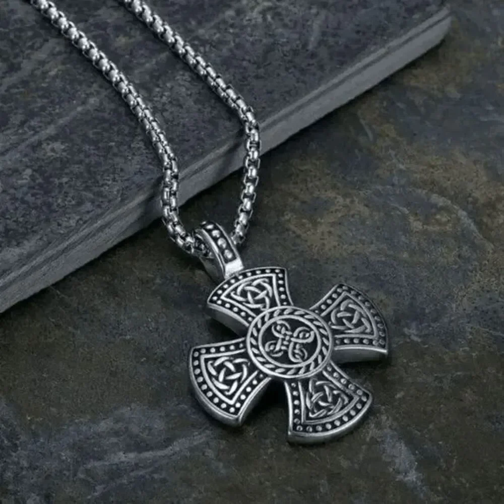 Stainless Steel Celtic Trinity Knot Cross Unisex Pendant Necklace